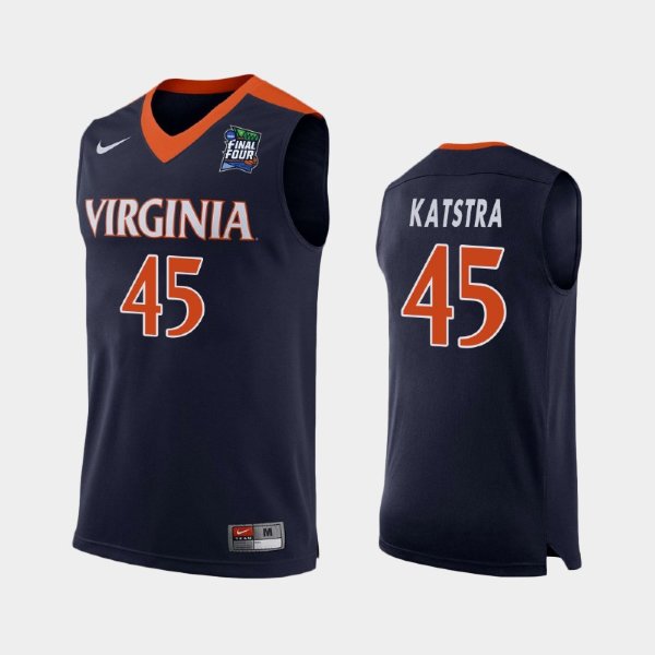 NCAA Virginia Cavaliers #45 Austin Katstra Navy 2019 Final Four баскетбольная майка NBA
