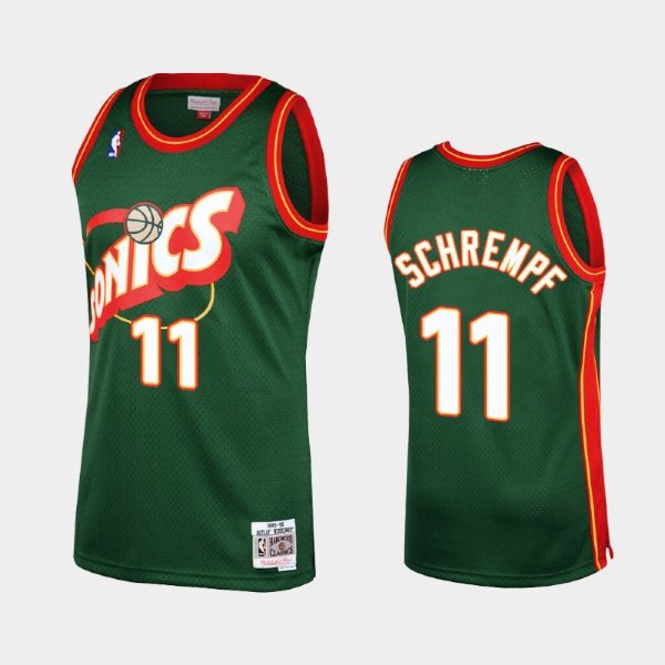 Seattle SuperSonics #11 Detlef Schrempf Green 1995-96 Hardwood Classics баскетбольная майка NBA