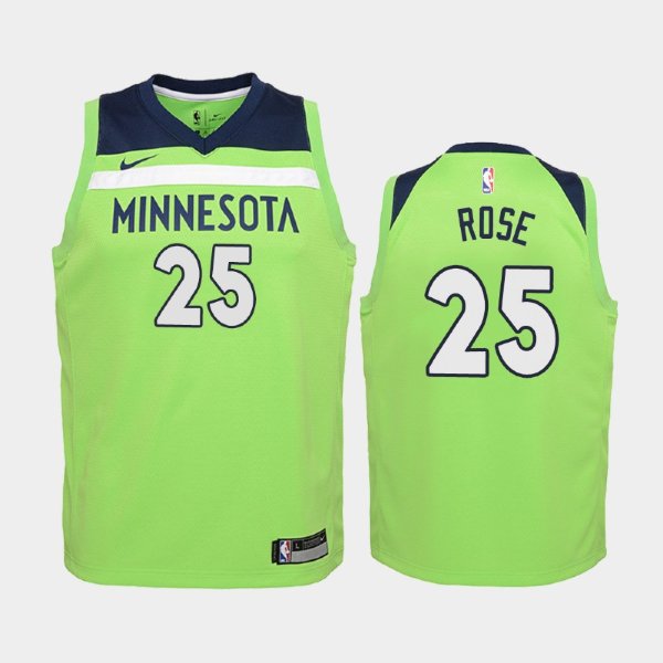 детская Minnesota Timberwolves Statement #25 Derrick Rose Green 2019 баскетбольная майка NBA