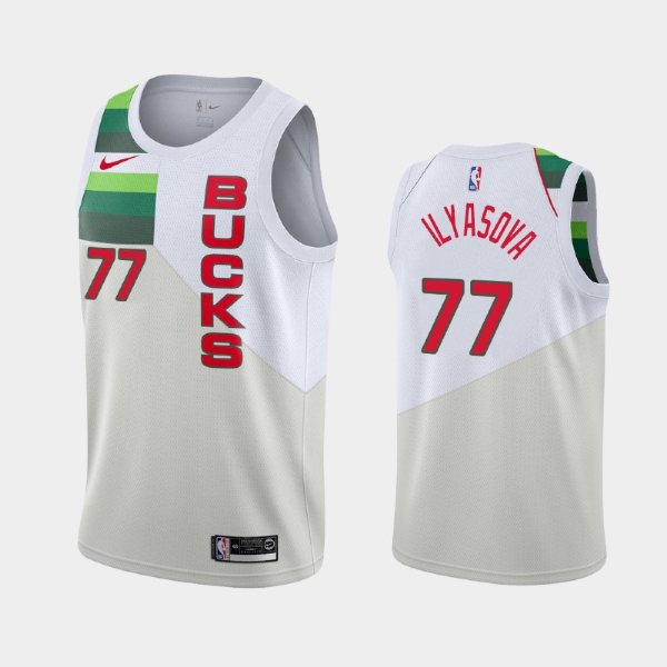 Milwaukee Bucks #77 Ersan Ilyasova White 2018-19 Earned баскетбольная майка NBA