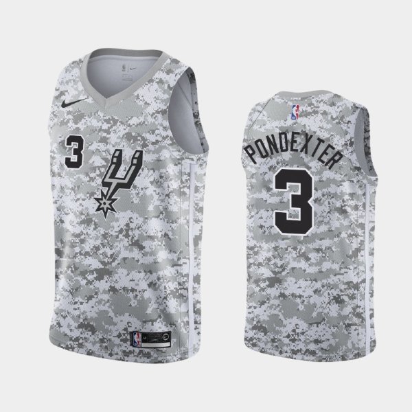 San Antonio Spurs #3 Quincy Pondexter Camo 2018-19 Earned баскетбольная майка NBA