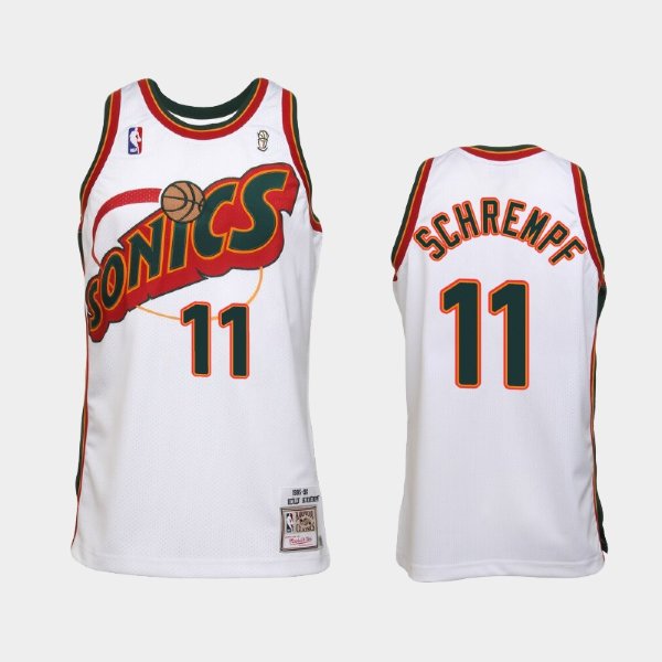 Seattle SuperSonics #11 Detlef Schrempf White 1995-96 Hardwood Classics баскетбольная майка NBA