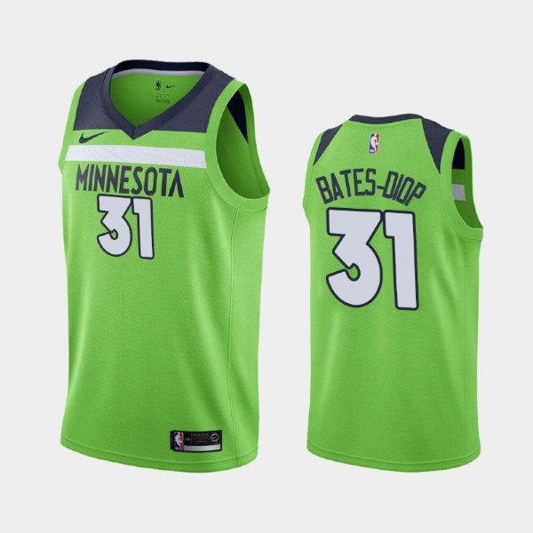 Minnesota Timberwolves Statement #31 Keita Bates-Diop Green 2019 баскетбольная майка NBA