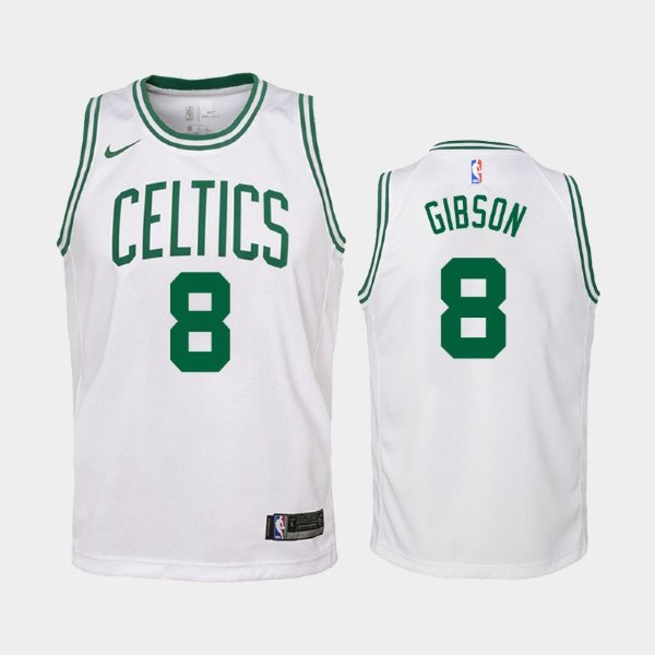 детская Boston Celtics Association #8 Jonathan Gibson White 2019 баскетбольная майка NBA
