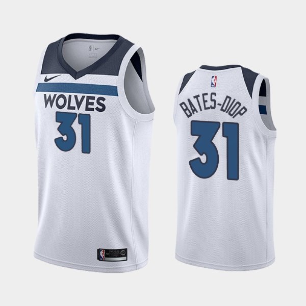 Minnesota Timberwolves Association #31 Keita Bates-Diop White 2019 баскетбольная майка NBA