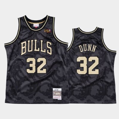 Chicago Bulls #32 Kris Dunn Black Toile Metallic Classic баскетбольная майка NBA