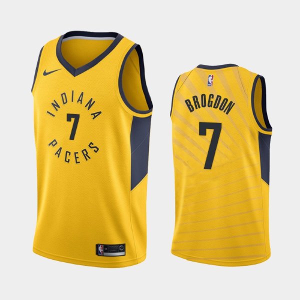 Indiana Pacers #7 Malcolm Brogdon Gold 2019 Statement баскетбольная майка NBA