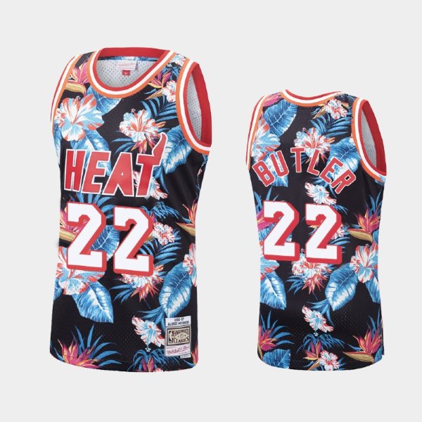 Miami Heat #22 Jimmy Butler Floral Fashion Hardwood Classics Black баскетбольная майка NBA