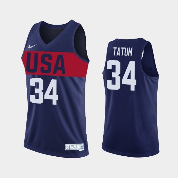 DELETE Team USA Training Camp #34 Jayson Tatum Navy Basketball Practice баскетбольная майка NBA