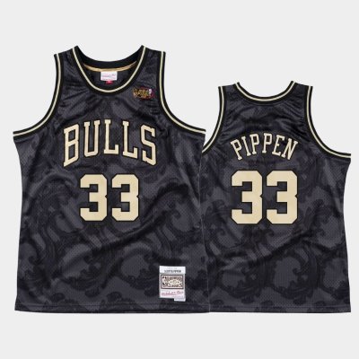 Chicago Bulls #33 Scottie Pippen Black Toile Metallic Classic баскетбольная майка NBA