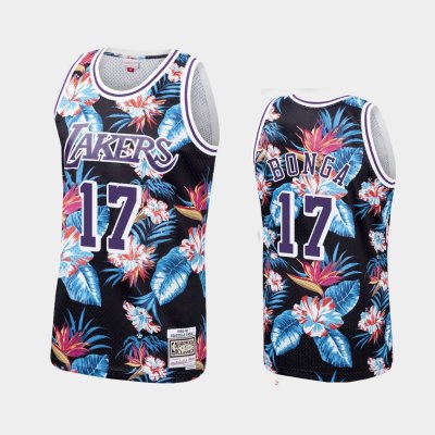 Los Angeles Lakers #17 Isaac Bonga Floral Fashion Hardwood Classics Black баскетбольная майка NBA