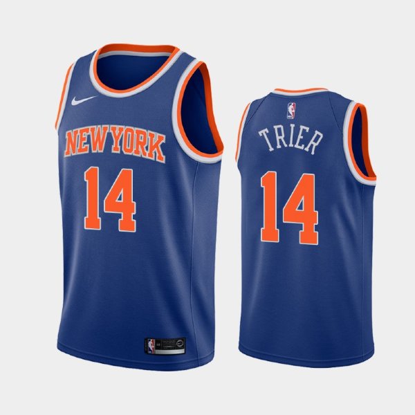 New York Knicks Icon #14 Allonzo Trier Blue 2019 баскетбольная майка NBA
