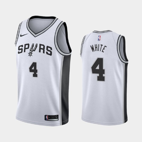San Antonio Spurs #4 Derrick White White 2019 Association баскетбольная майка NBA