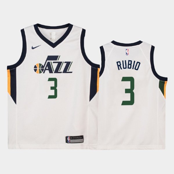 детская Utah Jazz Ricky Rubio #3 White Association баскетбольная майка NBA