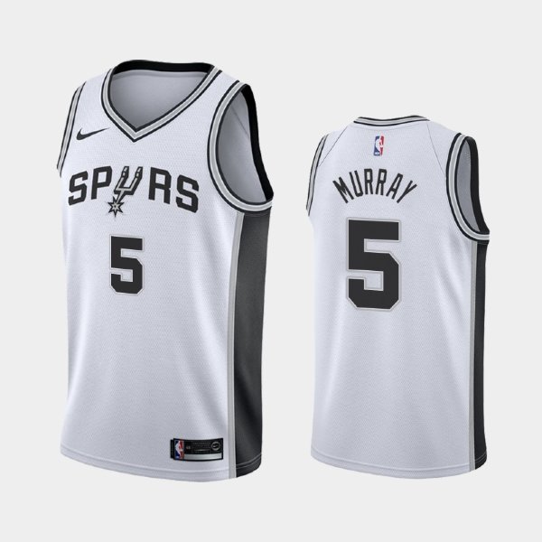 San Antonio Spurs #5 Dejounte Murray White 2019 Association баскетбольная майка NBA
