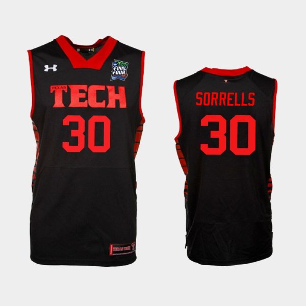 NCAA Texas Tech Red Raiders #30 Andrew Sorrells Black 2019 Final Four баскетбольная майка NBA