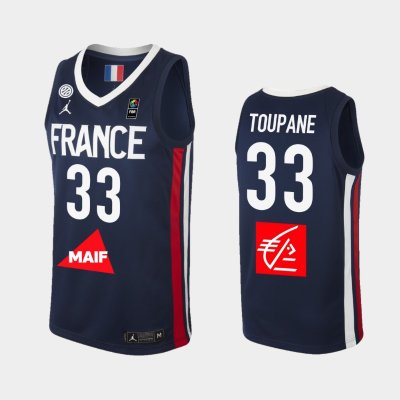 France 2019 FIBA Baketball World Cup #33 Axel Toupane Navy баскетбольная майка NBA