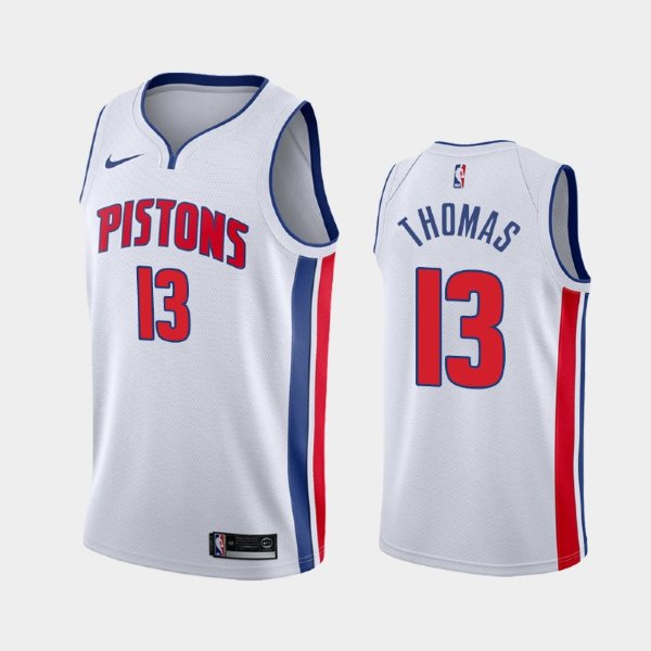Detroit Pistons #13 Khyri Thomas White 2017-18 Association баскетбольная майка NBA