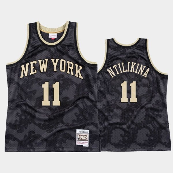 New York Knicks #11 Frank Ntilikina Black Toile Metallic Classic баскетбольная майка NBA
