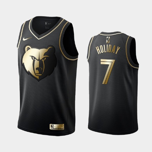 Memphis Grizzlies #7 Justin Holiday Black Golden Logo баскетбольная майка NBA
