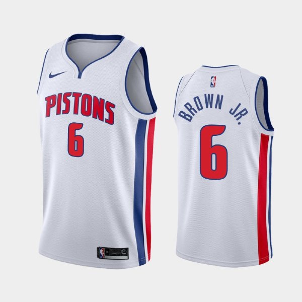 Detroit Pistons #6 Bruce Brown Jr. White 2017-18 Association баскетбольная майка NBA