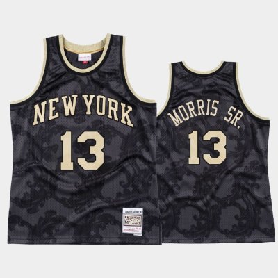 New York Knicks #13 Marcus Morris Sr. Black Toile Metallic Classic баскетбольная майка NBA