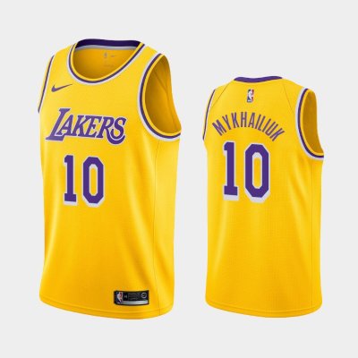 Los Angeles Lakers #10 Sviatoslav Mykhailiuk Gold 2018-19 Icon баскетбольная майка NBA